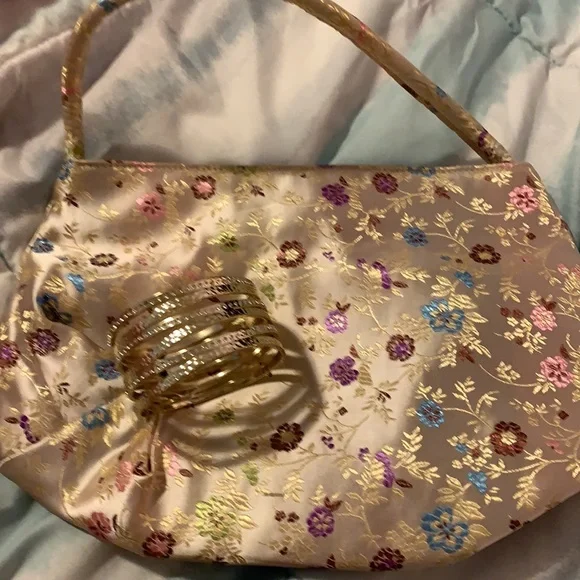 Neiman Marcus satiny purse w embroidery - Picture 3 of 3